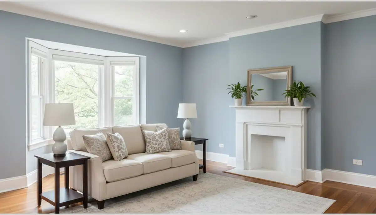 Freshly painted living room with smooth finishes by professional interior painters in Baltimore, MD