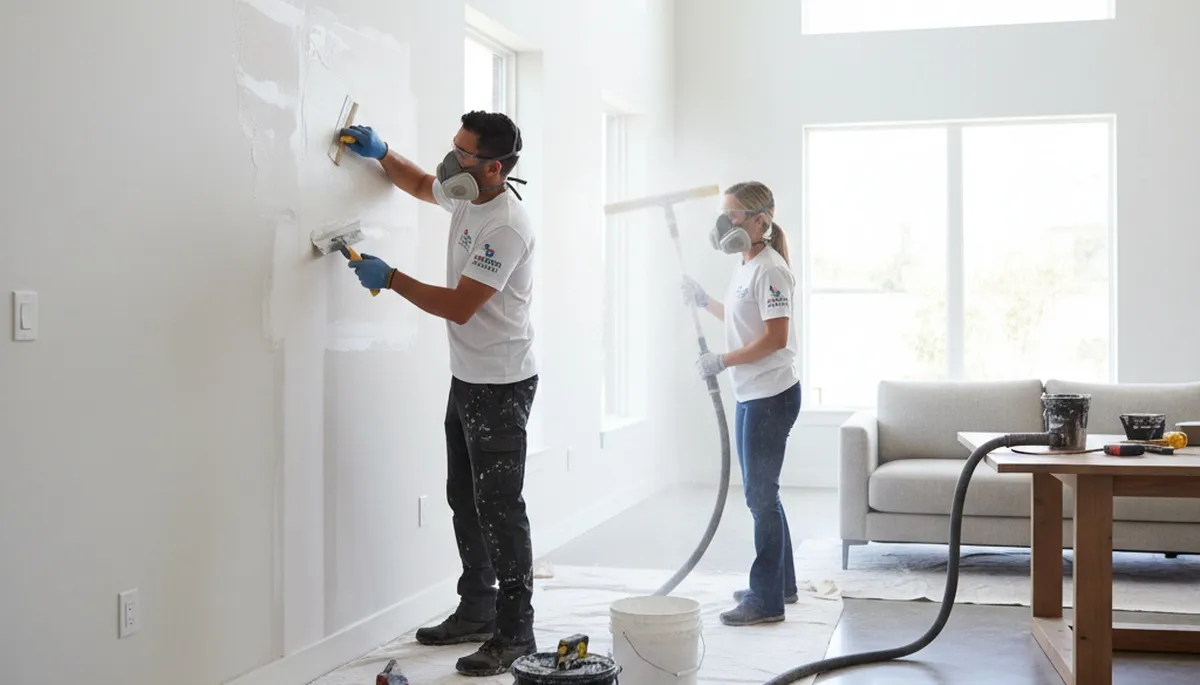 Professional drywall repair and wall painting in a Baltimore, MD home by expert painters