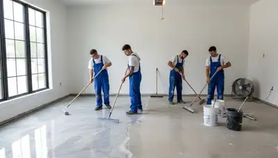 Professional epoxy floor coating for garage in Baltimore, MD by local house painters