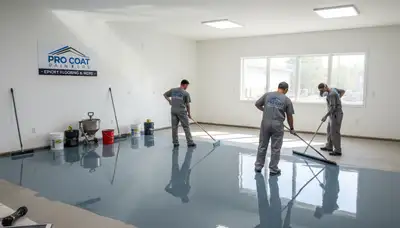 Professional epoxy floor coating in a Baltimore, MD garage by local painting experts