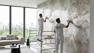 Faux painting specialists in Baltimore MD adding custom decorative wall finishes for upscale homes