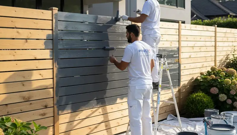 Professional fence painting in Baltimore MD with weather-resistant coatings for wood and vinyl fences