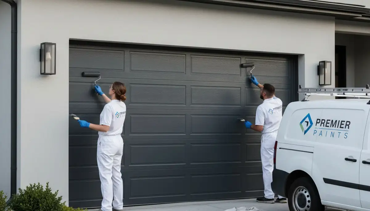 Professional garage door painting in Baltimore MD by expert house painters enhancing curb appeal