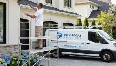 Professional gutter painting on a Baltimore, MD home by expert house painters enhancing curb appeal