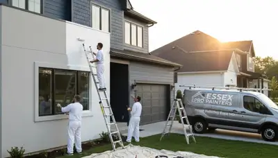 Professional house painters working on residential exterior in Baltimore, MD