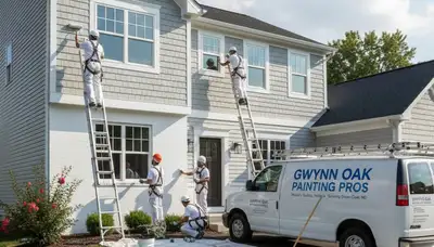 Professional house painters working on exterior home in Baltimore MD