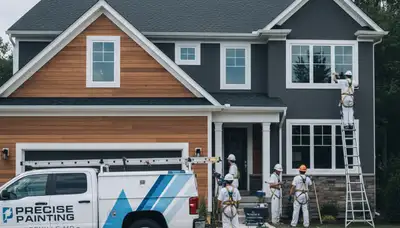Professional house painters working on exterior home in Baltimore MD