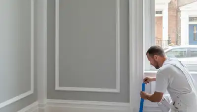Professional interior trim painting in Baltimore MD highlighting crisp lines and detailed craftsmanship