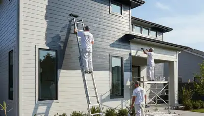 Professional siding painting on Baltimore, MD home exterior for durable coastal weather protection
