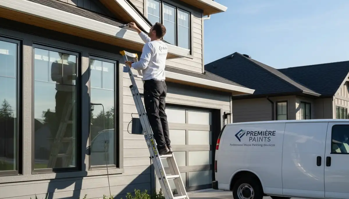 Professional trim and fascia painting on Baltimore MD home by expert house painters