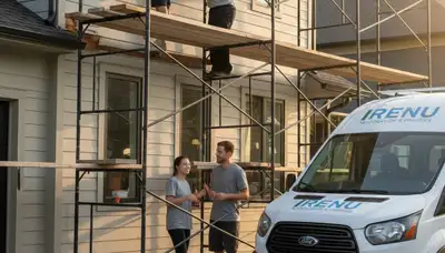 Wood rot repair and exterior painting on Baltimore MD home restoring wood damaged by Chesapeake Bay humidity